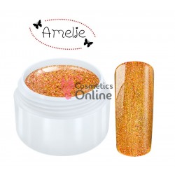 Gel UV Amelie color cu sclipici Mirror Chrome Copper 5ml + 1 Cutie cu paiete Holografice Cadou